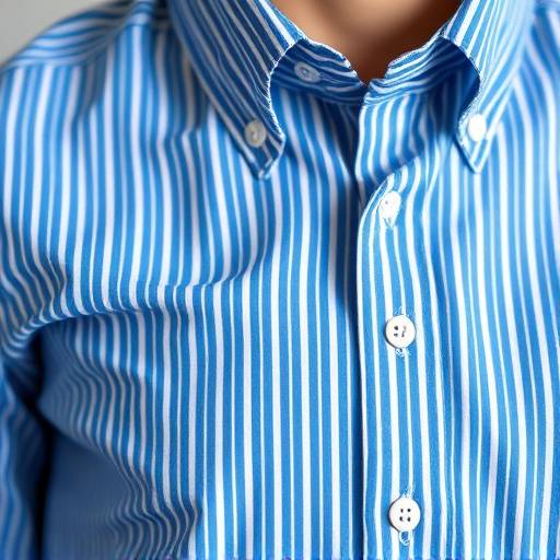 Camisa social listrada azul e branca