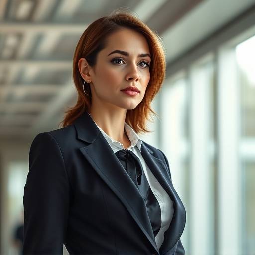 Mulher de terno em ambiente corporativo