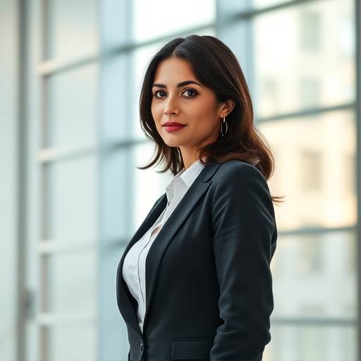 Mulher de terno em ambiente corporativo